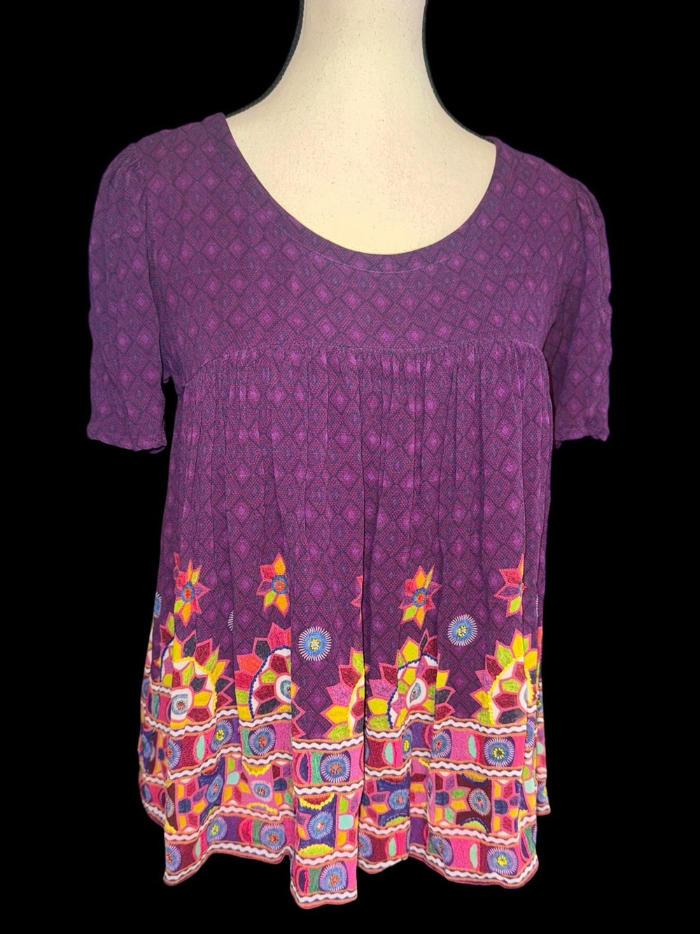 Tanvi Kedia Purple Embroidered Beaded Boho Tunic Top Rayon India Anthropologie